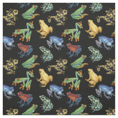 Tissu Grenouilles sur noir (Échantillon)