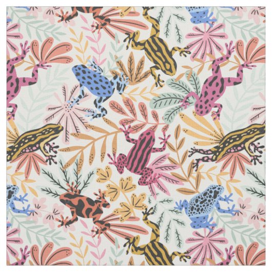 Tissu Grenouilles tropicales colorées (Échantillon)
