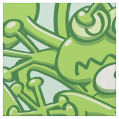 Tissu Grenouilles vertes drôles empêtrées dans un motif (Fermer)