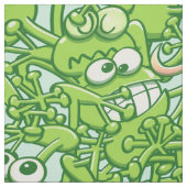 Tissu Grenouilles vertes drôles empêtrées dans un motif (Échantillon)