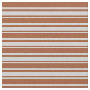 Tissu Grey clair et Sienne Motif des rayures