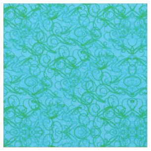 Tissu Gribouillis et remous verts et bleus