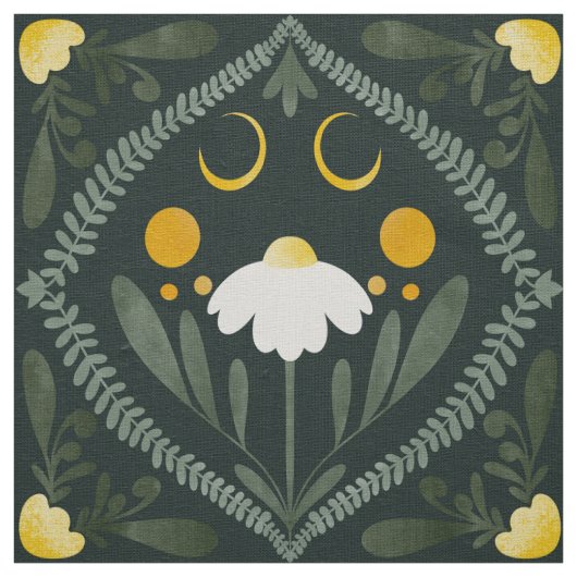 Tissu Grille de fleur de lune | Vert forêt foncé (Échantillon)