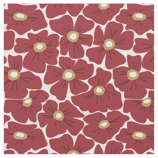 Tissu Grille florale à grande échelle rouge foncé (Fermer)