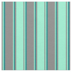 Tissu Gris, Aquamarine et Motif Turquoise