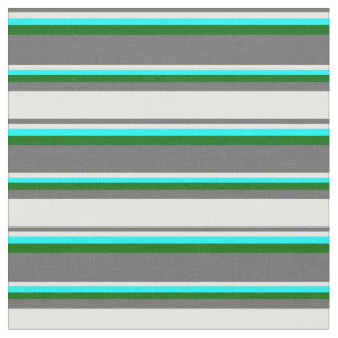 Tissu Gris, Blanc, Aqua et Vert foncé
