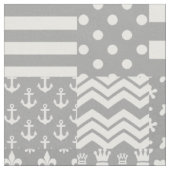 Tissu Gris Blanc Mixte Motif Patchwork Design (Fermer)