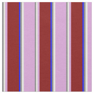 Tissu Gris, Blanc, Plum, Maroon & Bleu Gris