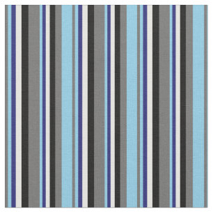 Tissu Gris, bleu ciel, bleu nuit, blanc et noir