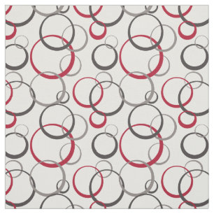 Tissu Gris Bourgogne Rouges Anneaux modernes Motif géomé