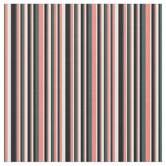 Tissu Gris d'ardoise foncée, lignes Saumons, blanches et (Fermer)