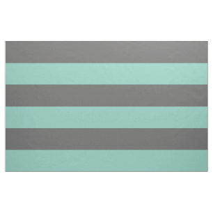 Tissu Gris de charbon de bois et larges bandes d'aqua Gr