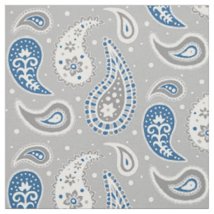 Tissu Gris de motif de Paisley et bleu marine
