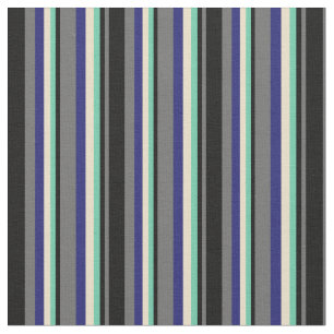 Tissu Gris Dim, Noir, Aquamarine, Bleu Tan & Minuit