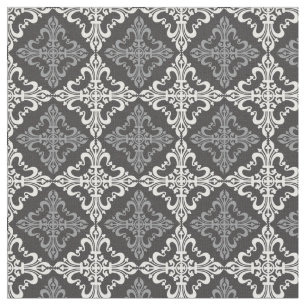 Tissu Gris élégant et White Fleur De Lis Pattern
