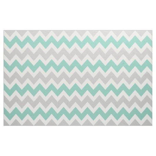 Tissu Gris et Aqua Moderne Chevron Grande échelle (Yard)