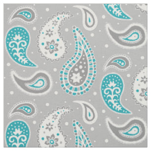 Tissu Gris et Teal de motif de Paisley