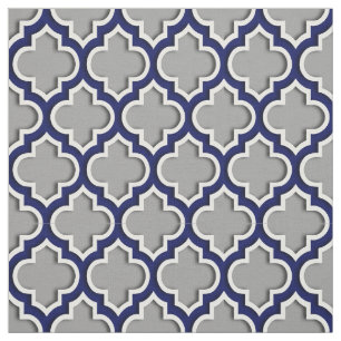 Tissu Gris-foncé, Marocain Quatrefoil #5DS de bleu