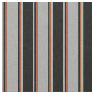 Tissu Gris foncé, Noir & Sienne Motif rayé