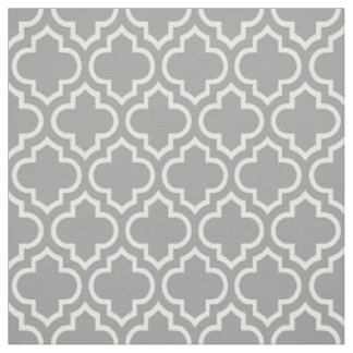 Tissu Gris foncé, Quatrefoil Marocain blanc #6