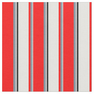 Tissu Gris, gris clair, rouge, crème à la menthe et noir
