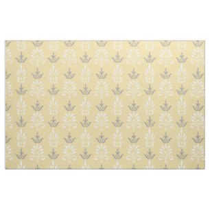 Tissu gris jaune blanc élégant damassé