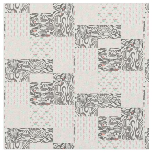 Tissu Gris noir, blanc, rouge et vert (Fermer)