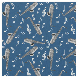 Tissu Gris saxophone musique note Motif