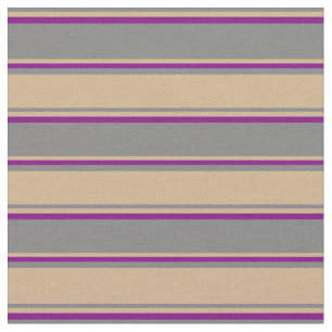 Tissu Gris, Tan & Purple Lignes/Motif