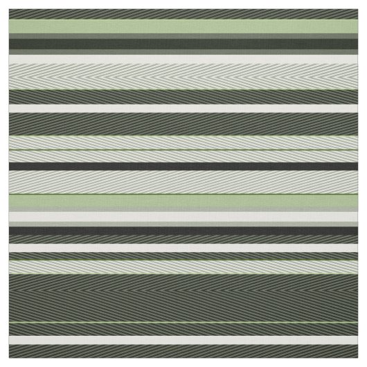 Tissu Gris, vert, rayures blanches. (Échantillon)
