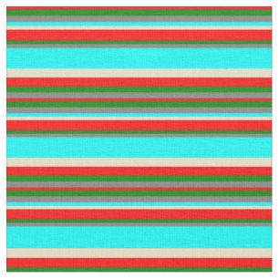 Tissu Gris, Vert, Rouge, Tan et Aqua
