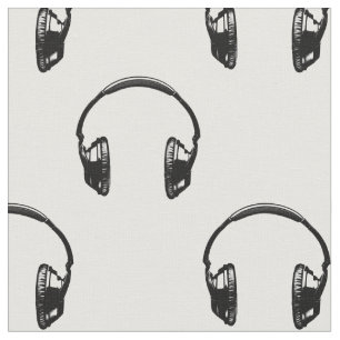 Tissu Gros casques d'impression Motif Musique Vintage