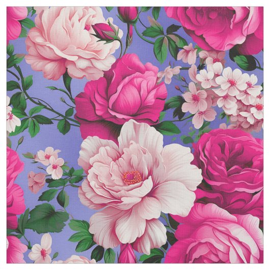 Tissu Grosse Fleur rose rétro (Échantillon)