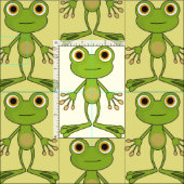 Tissu Grosses grenouilles animaux verts mignons modèle p (Carreau)
