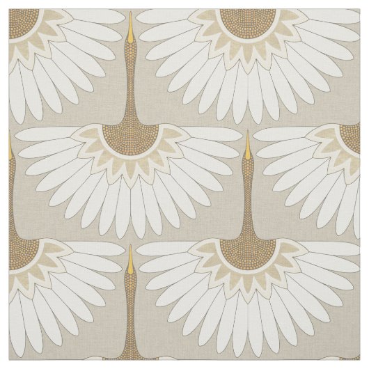 Tissu grues art déco beige (Échantillon)