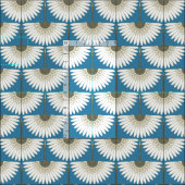 Tissu grues art déco bleu (Carreau)