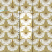 Tissu grues art déco or (Carreau)