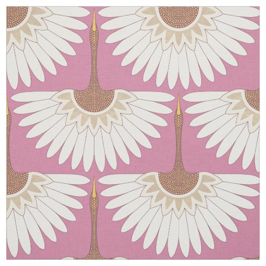 Tissu grues art déco rose (Échantillon)