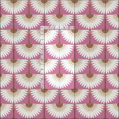 Tissu grues art déco rose (Carreau)