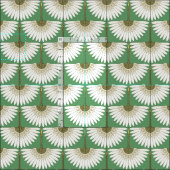 Tissu grues art déco vert prairie (Carreau)