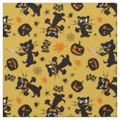 Tissu Grumpy Black Halloween Chats et Citrouilles Éffray (Détail)