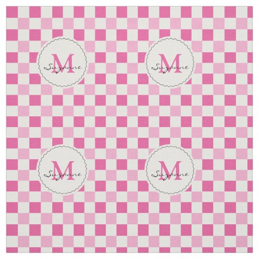Tissu Guingan Checkered de ton rose blanc (Échantillon)