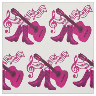 Tissu Guitare rose et bottes du DK de musique