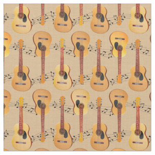 Tissu Guitares acoustiques classiques Notes musicales