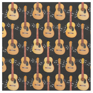 Tissu Guitares acoustiques classiques Notes musicales