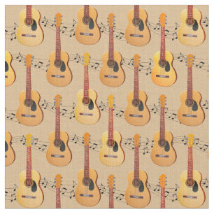 Tissu Guitares acoustiques classiques Notes musicales