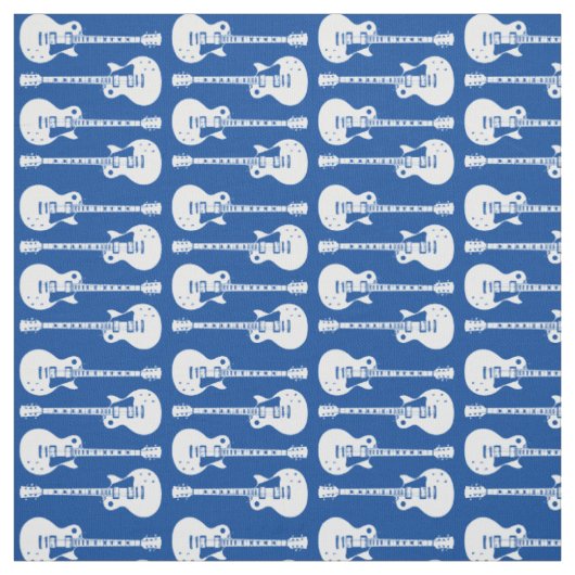 Tissu Guitares Électriques Graphique en Blanc (Échantillon)