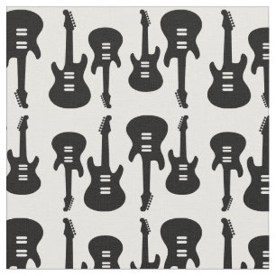 Tissu Guitares électriques Retro Guitars Motif B&W