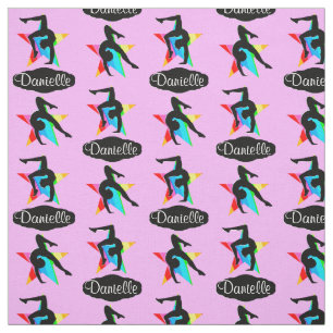 TISSU GYMNASTIQUE PERSONNALISÉ ROSE RAINBOW STAR