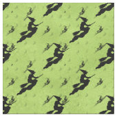 Tissu Halloween Black sorcière Silhouette Motif Vert (Fermer)